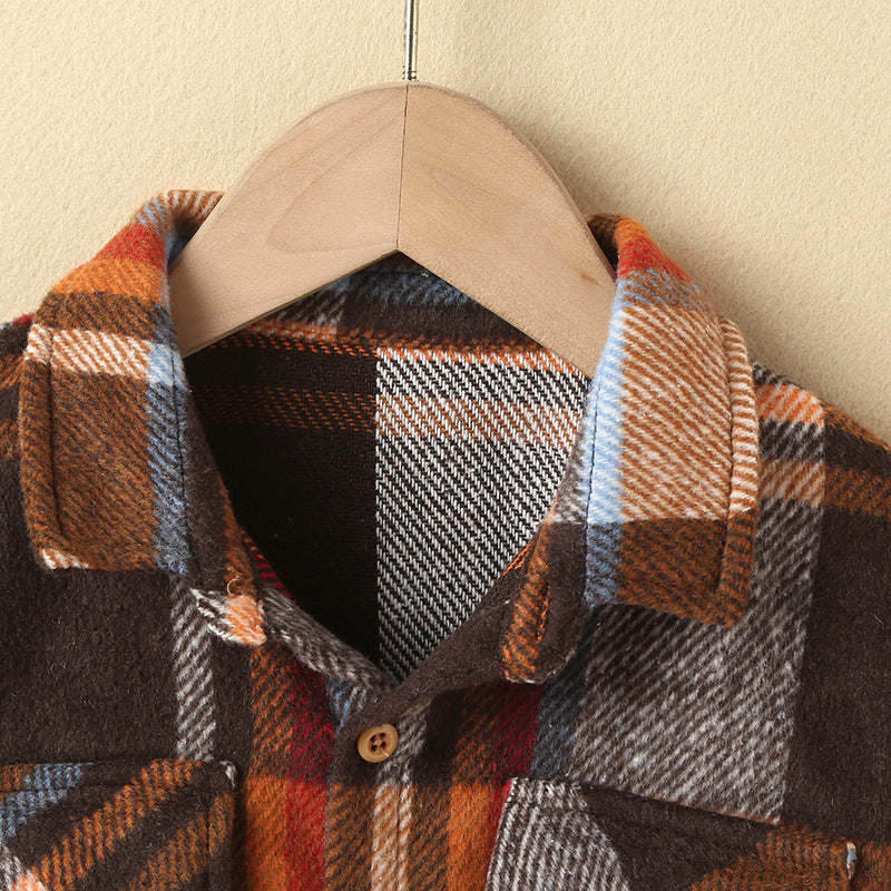 Girls Fashion Small Plaid Shirt Children's