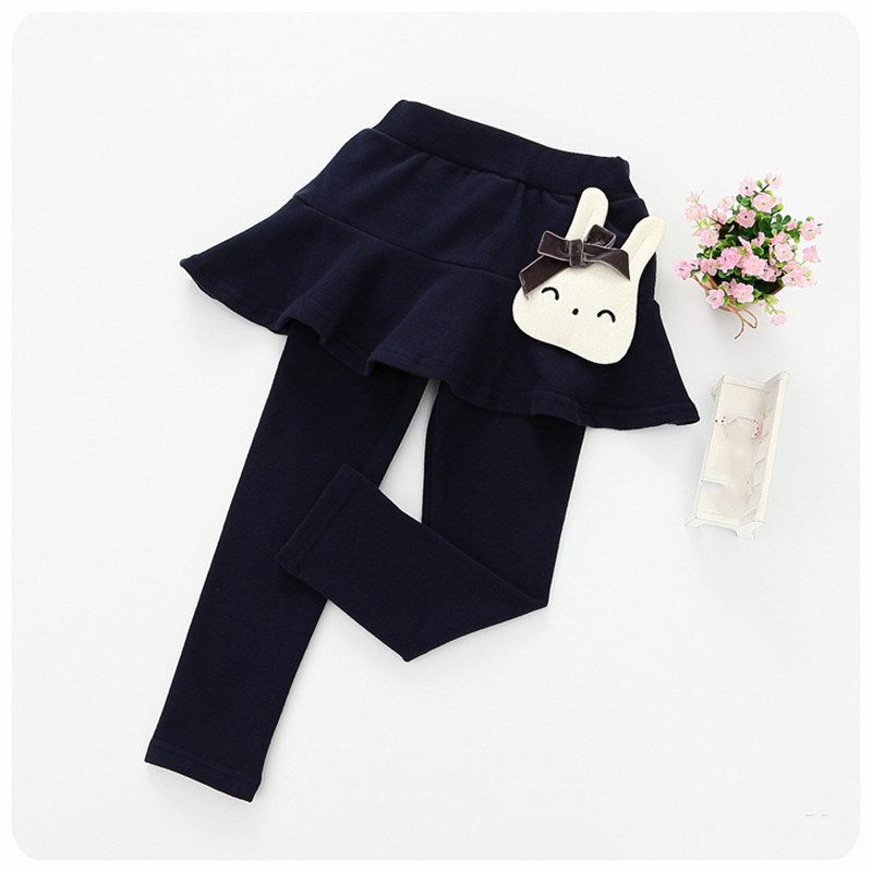 Legging Fille 2 en 1 avec Jupe en Coton et Dentelle
