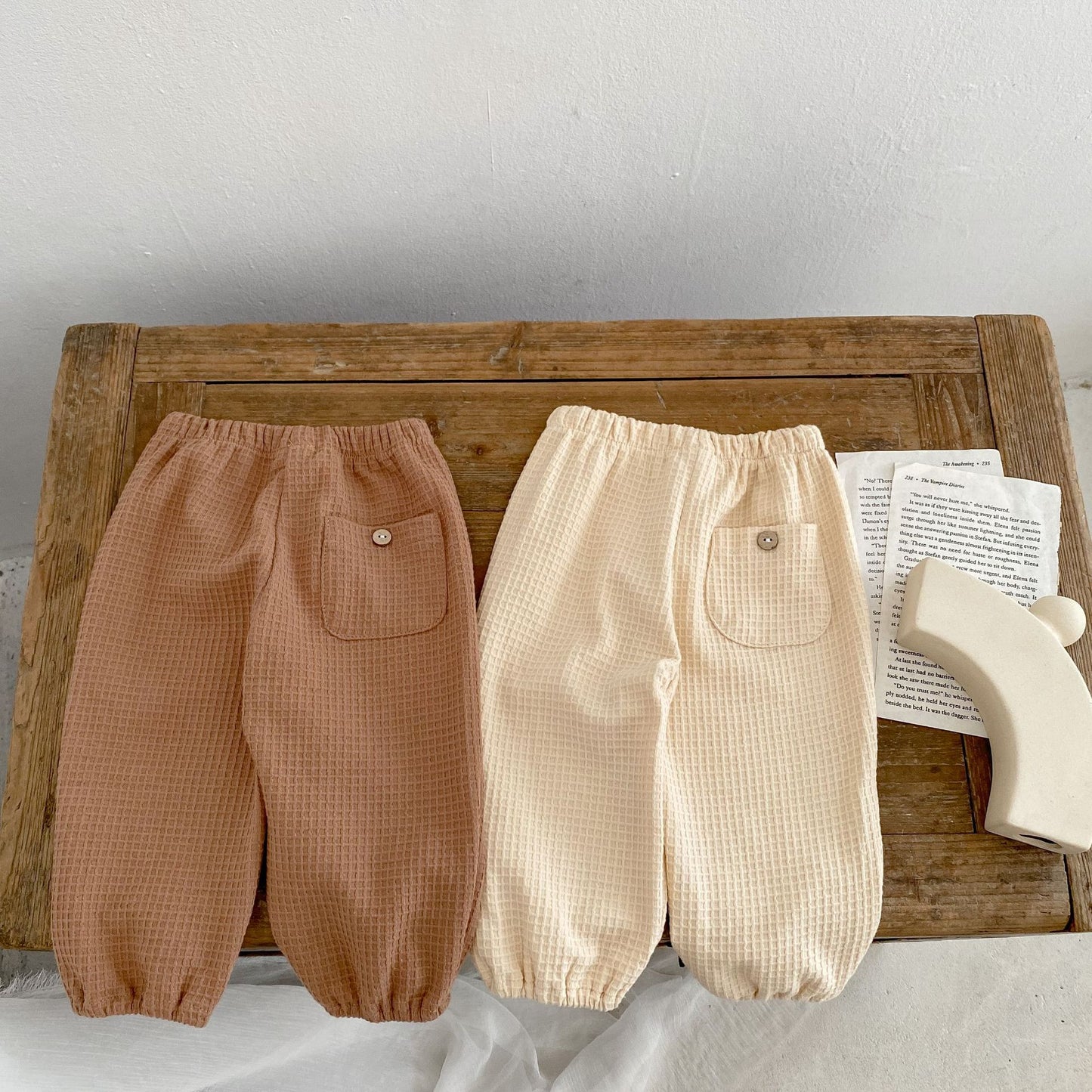 Children's Waffle All-match Loose-fitting Trousers