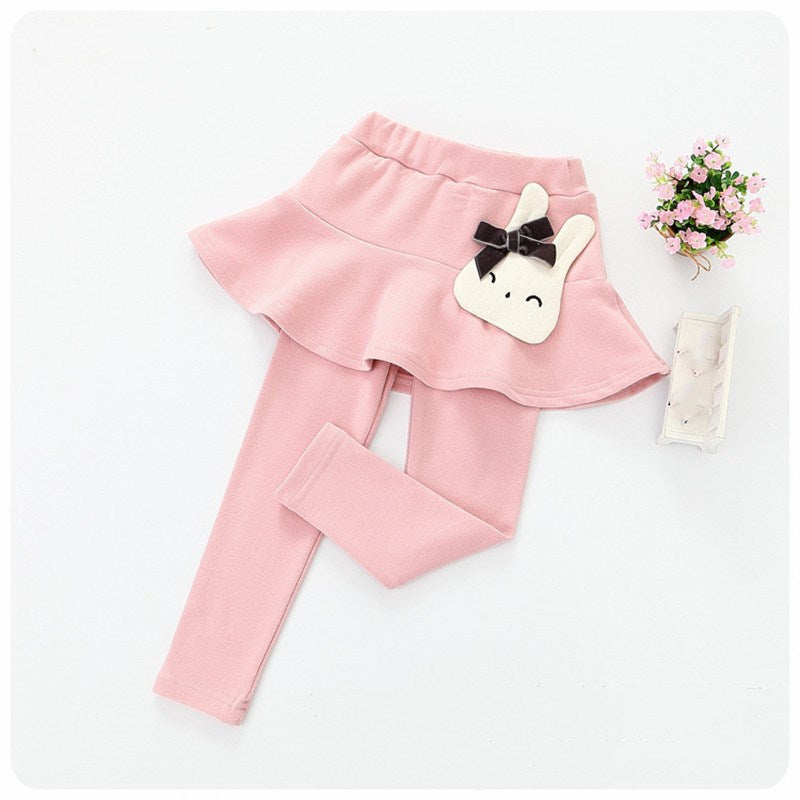 Legging Fille 2 en 1 avec Jupe en Coton et Dentelle