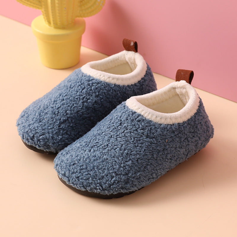 Pantoufles en coton pour enfants, doublées polaire, antidérapantes, épaisses, nouvelle collection automne et hiver