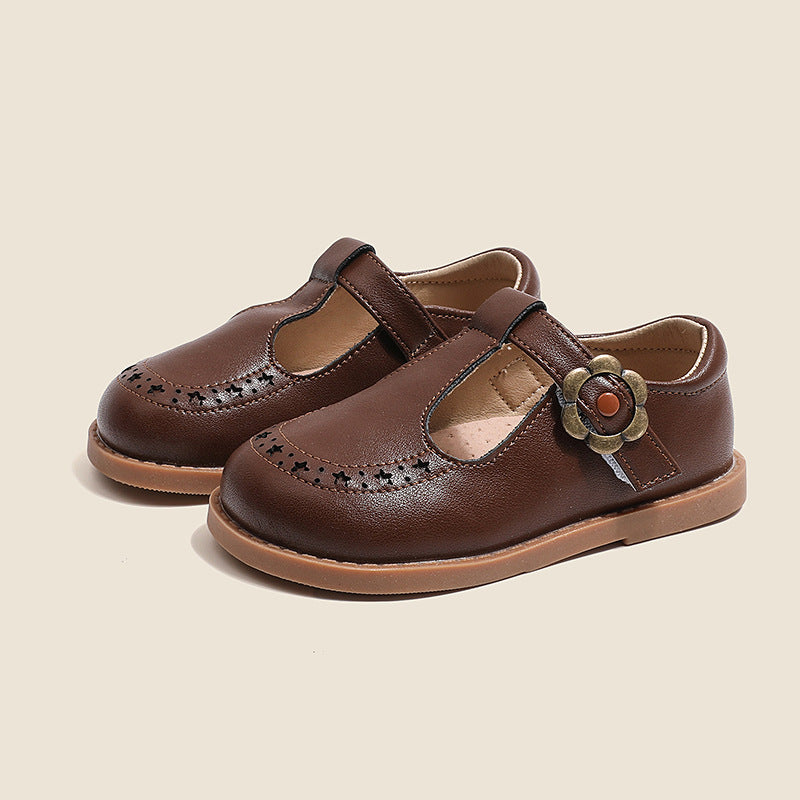 Chaussures en cuir pour filles, cuir véritable, antidérapantes, chaussures de princesse