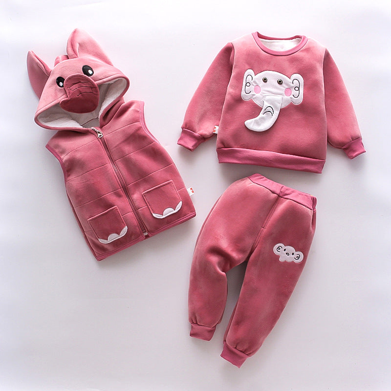 Boys’ Winter Clothing Set Thickened 3-Piece Baby Outfit
