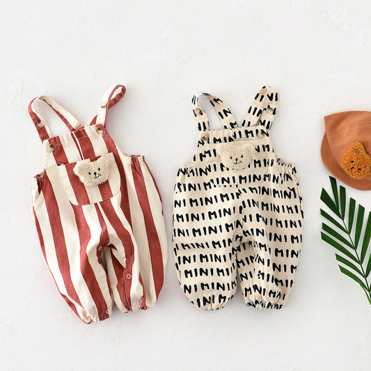 Baby Striped Letter Bibs With Adjustable Shoulder Straps