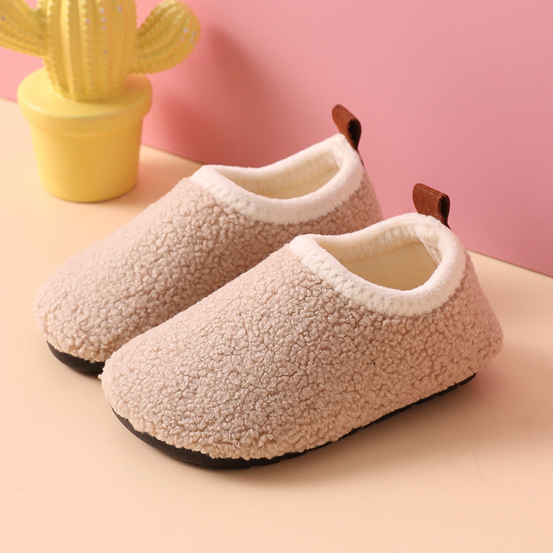 Pantoufles en coton pour enfants, doublées polaire, antidérapantes, épaisses, nouvelle collection automne et hiver