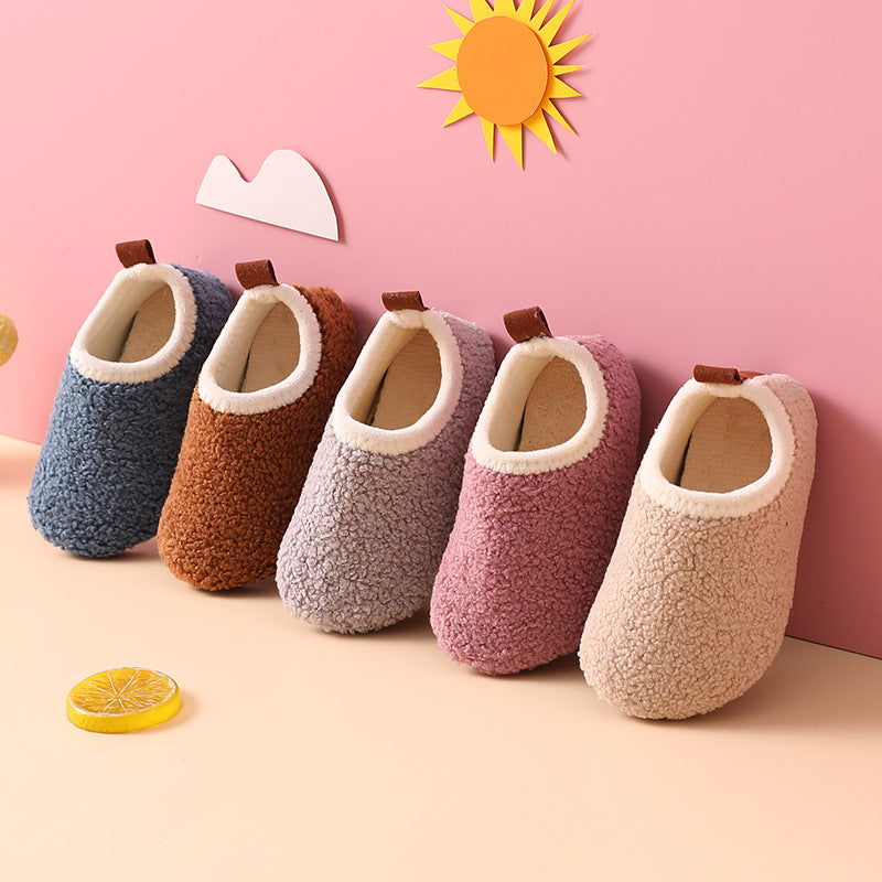 Pantoufles en coton pour enfants, doublées polaire, antidérapantes, épaisses, nouvelle collection automne et hiver