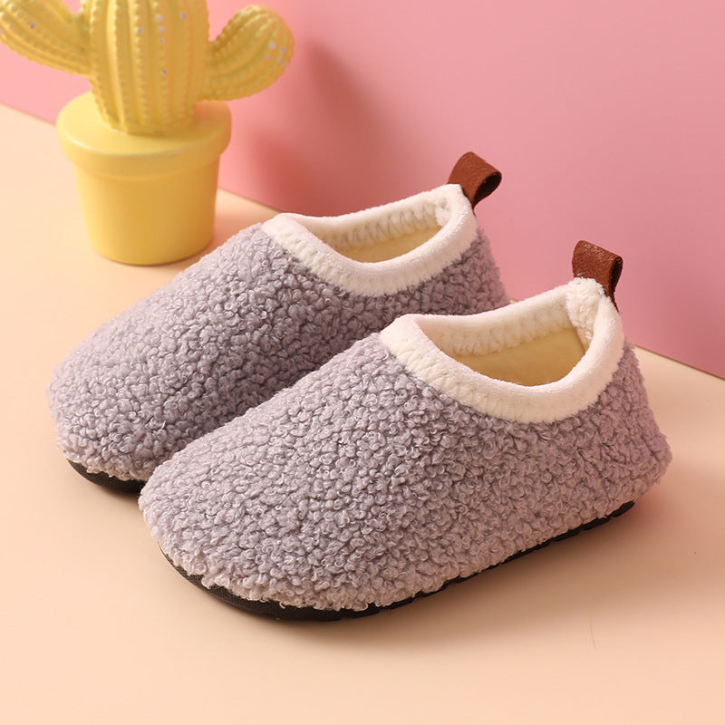Pantoufles en coton pour enfants, doublées polaire, antidérapantes, épaisses, nouvelle collection automne et hiver