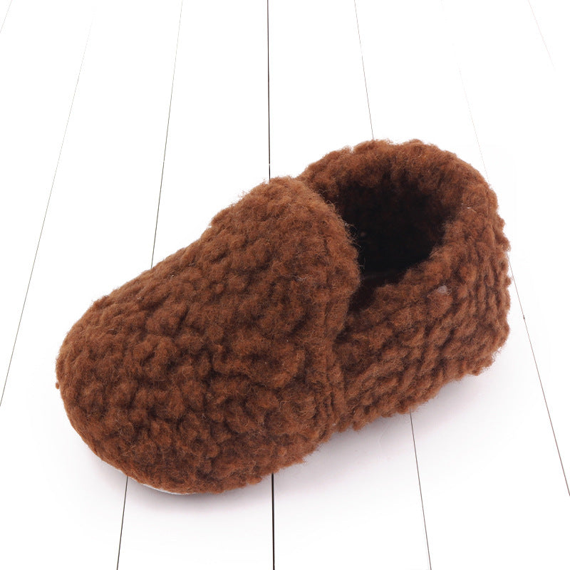 Chaussures bébé/enfant de couleur unie en velours à semelle souple antidérapante