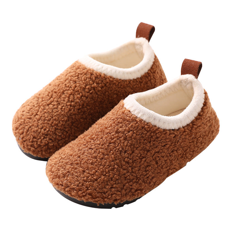 Pantoufles en coton pour enfants, doublées polaire, antidérapantes, épaisses, nouvelle collection automne et hiver