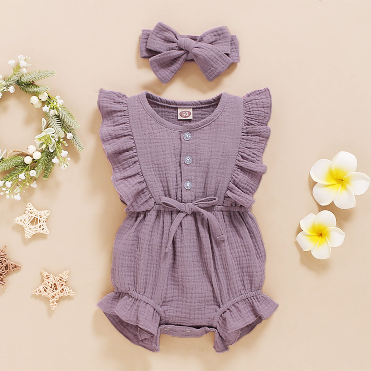 American Sleeveless Solid Color Personality Baby Girl Romper