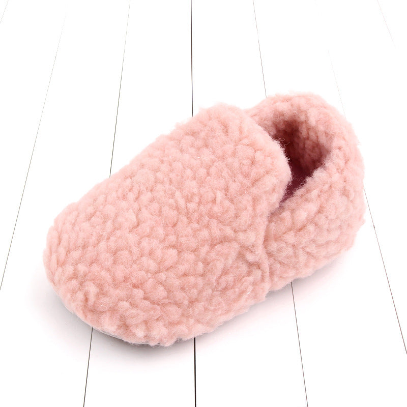 Chaussures bébé/enfant de couleur unie en velours à semelle souple antidérapante