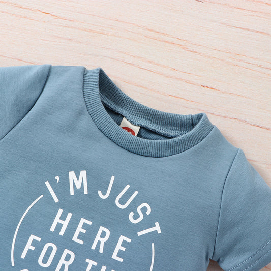 rinted Shirt & Solid Color Shorts for Spring & Summer