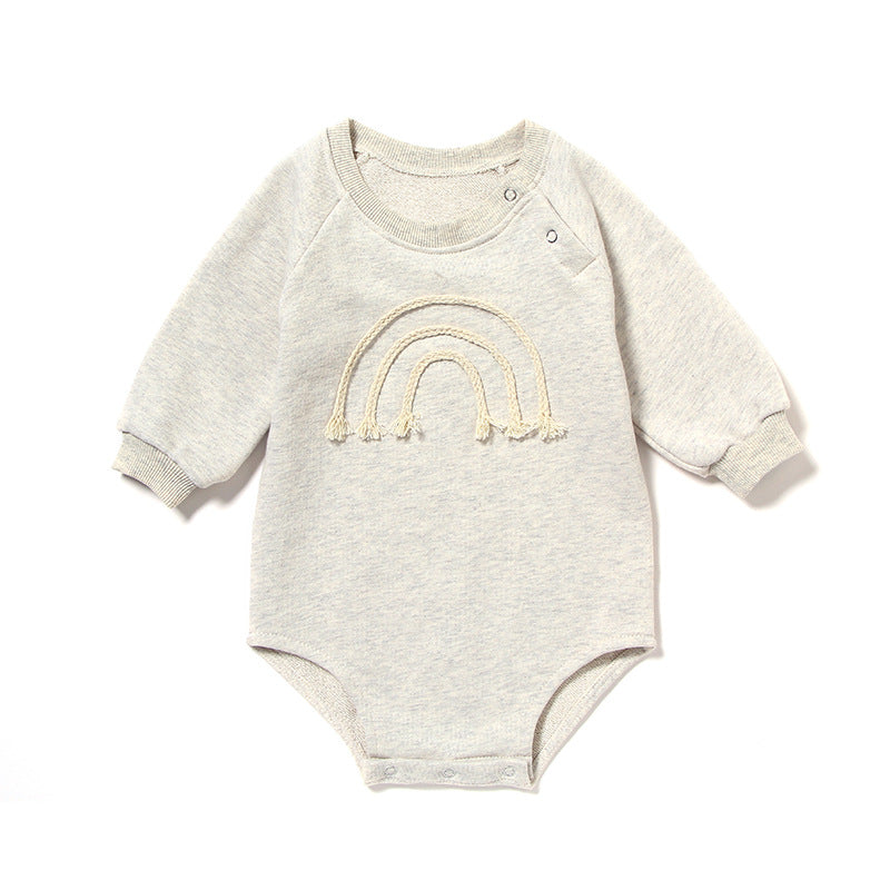 Baby Waffle Long-Sleeve Romper – Embroidered
