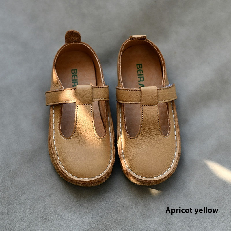 Chaussures en cuir véritable souple pour bébés et enfants
