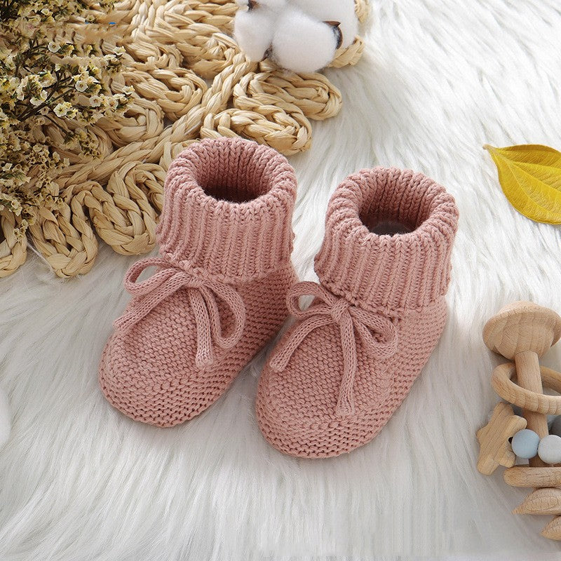 Infant Solid Color Cute Bowknot Knitted Toddler Shoes