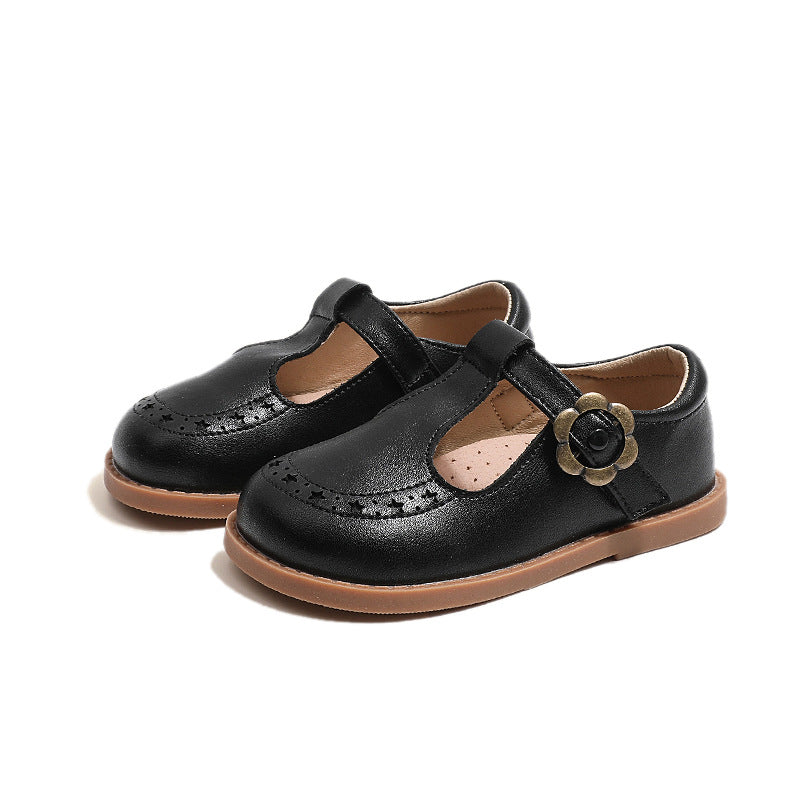 Chaussures en cuir pour filles, cuir véritable, antidérapantes, chaussures de princesse