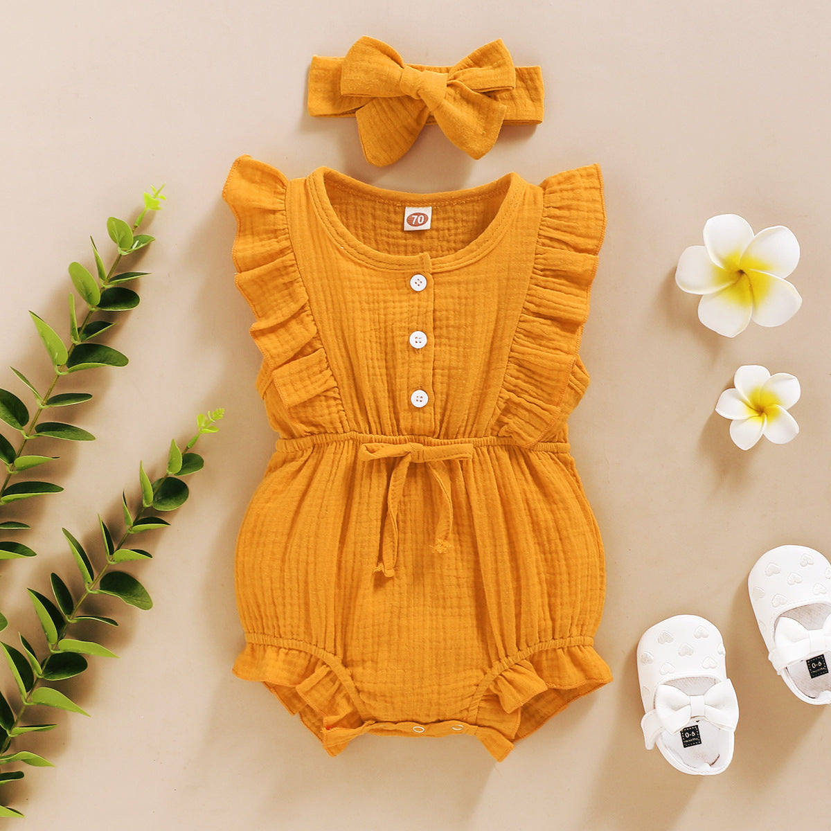 American Sleeveless Solid Color Personality Baby Girl Romper