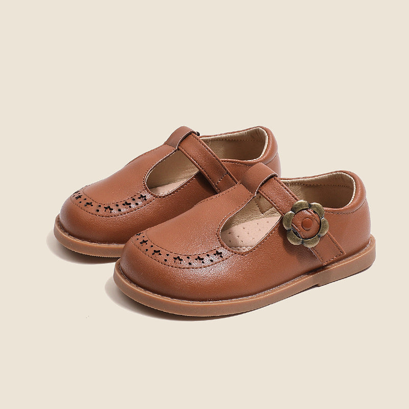 Chaussures en cuir pour filles, cuir véritable, antidérapantes, chaussures de princesse