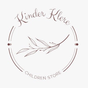 Logo for Kinder Kliere children store with decorative elements on a white background